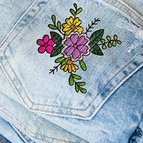 BENECREAT 4 Sheets 60PCS Stick and Stitch Embroidery Paper, Butterflies and Flowers Theme Stabilizer Water Soluble Hand Sewing for Carves, Shirts, Coats, Bags, Towels - color: Butterflies and Flowers
