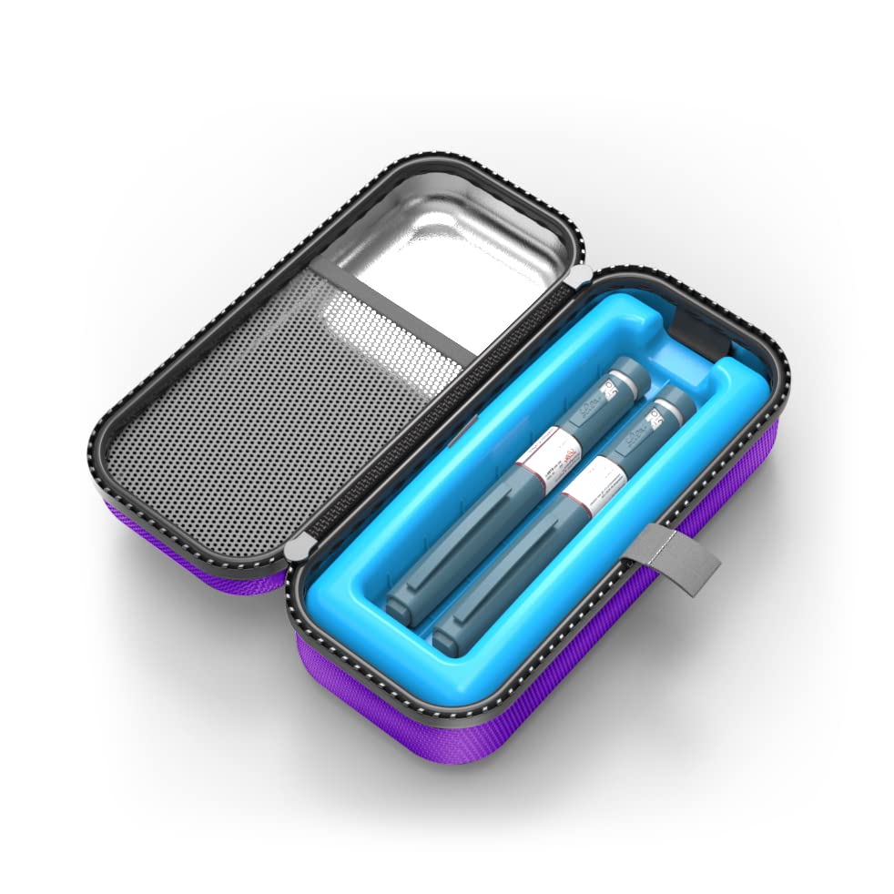 SHBC Insulin Pen Carrying Case Portable Medical Cooler Bag for Diabetes with Protective Ice Brick - Convenient to Changing Needles with Each Injection Purple - color: Purple