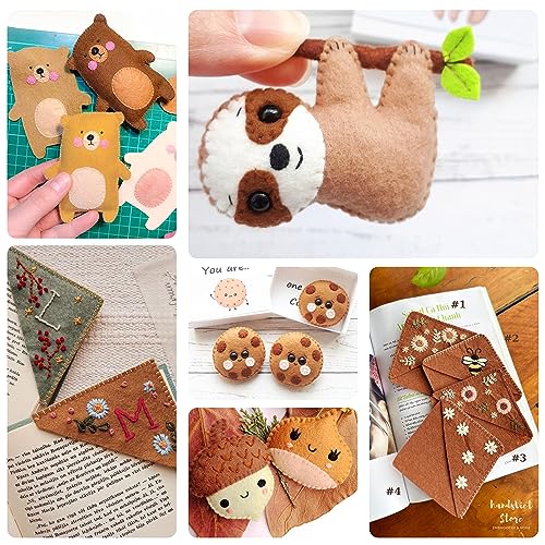 Brown Soft Felt Fabric Sheets: ZAIONE 7 Rolls 8''x35'' Felts Sheet Assorted Colors 1.4mm Thick Roll for DIY Crafts Sewing Squares Nonwoven Patchwork