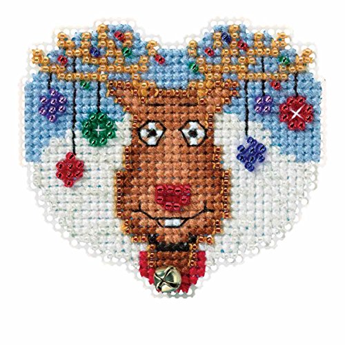 Reindeer Games Beaded Counted Cross Stitch Christmas Ornament Kit Mill Hill 2016 Winter Holiday MH181631