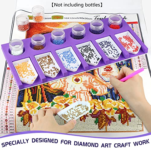 Diamond Painting Accessories Tray Organizer for Diamond Art Kits for Adults, Diamond Art Accessories Tools Kits, Diamond Art Storage Tray for Glitter Rhinestones, Diamond Bead Organizer Tray - color: 6 Slots Trays (Purple)