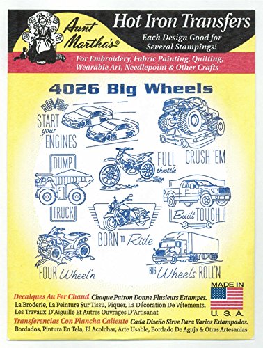 Big Wheels Aunt Martha's Hot Iron Embroidery Transfer …