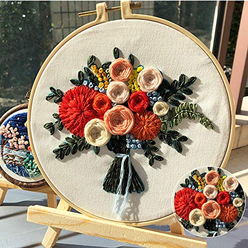 TAORANJU 1 Set Embroidery Kit Punch Needle Kit Cross Stitch Kits with Floral Pattern for Beginners