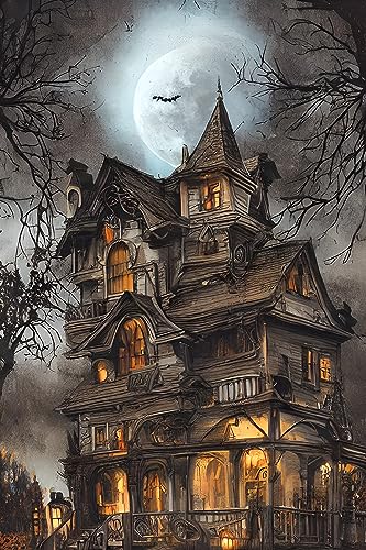 Moohue 14CT Stamped Cross Stitch Kits for Adults Beginners Creepy Halloween Counted Cross Stitch Kits for Adults Advanced (Creepy Halloween) - color: Creepy Halloween