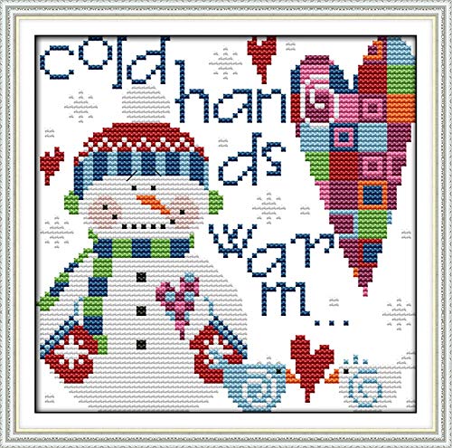 Cross Stitch Kits, Awesocrafts Little Snowman Christmas Easy Patterns Cross Stitching Embroidery Kit Supplies Christmas, Stamped or Counted (Snowman, Stamped) - size: Stamped