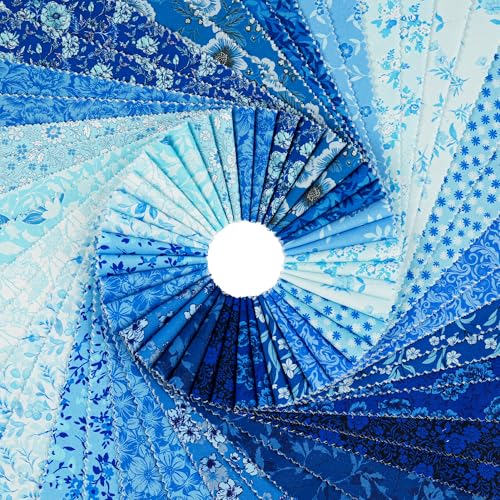Craftido-20 Options-100% Cotton Jelly Roll Fabric Precut Strips for Quilting, Crafting, and Sewing, 40 Strips 2.5" x 44" Assorted Bundles for Rug, Quilt Project, DIY Craft and Home Decor-Timeless Blue - color: Timeless Blue