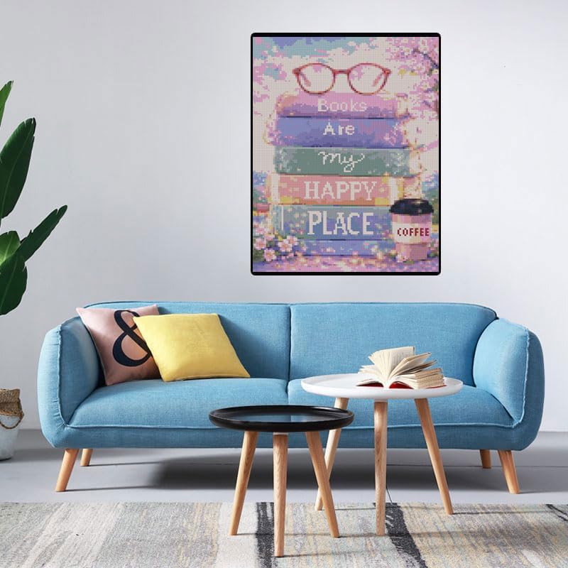 MYBISYMQQ Stack of Books Stamped Cross Stitch Kit, Embroidery 11.8x15.7in - color: D075