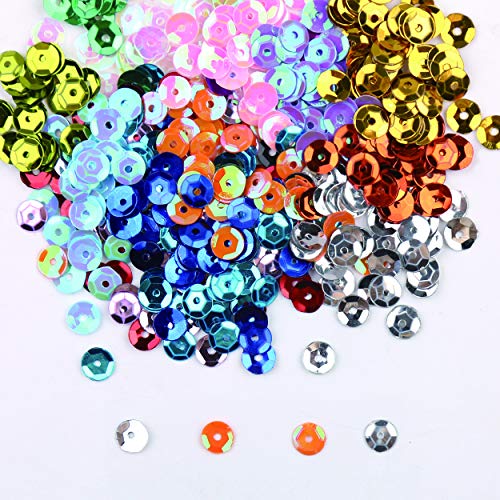 DIYASY 9800 Pcs 6MM Bulk Loose Sequins, Round Embroidery Sequins Cup Craft Sequin with Holes for DIY 22 Colors