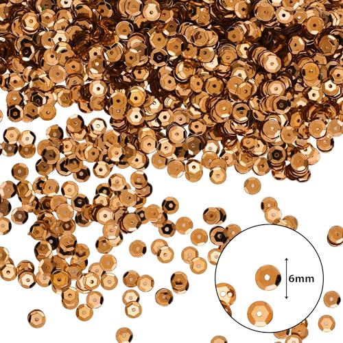 Mandala Crafts 6mm Cup Round Bronze Sequins for Sewing Embroidery - color: Bronze, size: 6mm Cup Sequins