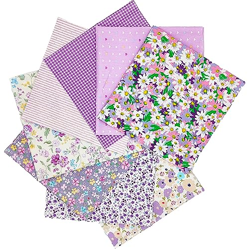 8 pcs/lot Fabric Bundles Top Cotton 19.69" x 19.69" (50cm x 50cm) Quilt, Pre-Cut Squares Sheets for Patchwork Sewing Quilting Crafting, Purple Floral. - color: M-8