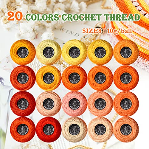 Soft 20 Colors Classic Crochet Thread 20 Pack,100% Cotton (Than-972-722) - color: Than Series