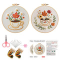 Konrisa Flower Cup Embroidery Kits for Adults,Creative Floral Embroidery Starter Kit DIY Sewing Practice with Hoop,Needlepoint Cross Stitch Kit, Set of 2 - color: flower cup