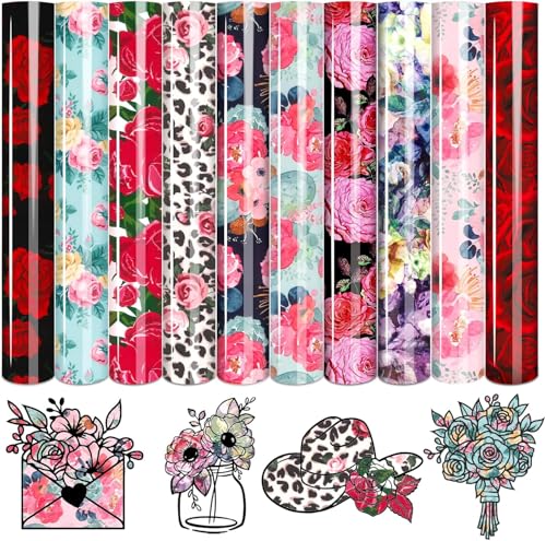 Tintnut Red Rose Heat Transfer Vinyl,10 Sheets 12"x10" Iron on Vinyl - color: Rose-10