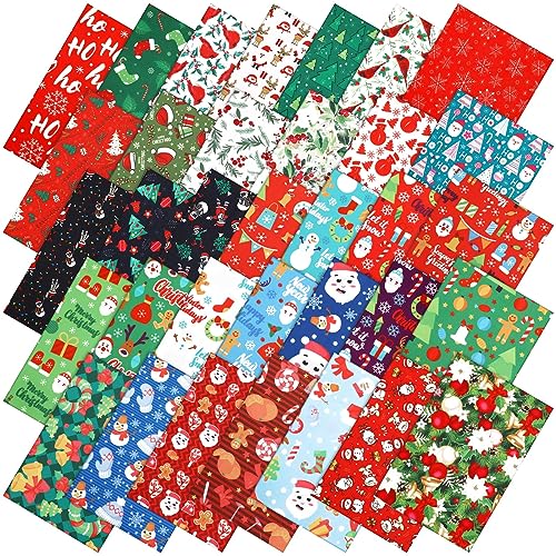 Irenare 100 Pcs 8 x 8 Inches Christmas Fabric Bundles Fat Quarters Santa Claus Precut Fabric Bundle Squares Xmas Tree Snowman Printed Sewing Patchwork for Xmas Winter DIY Crafts Quilting - style: Santa Claus