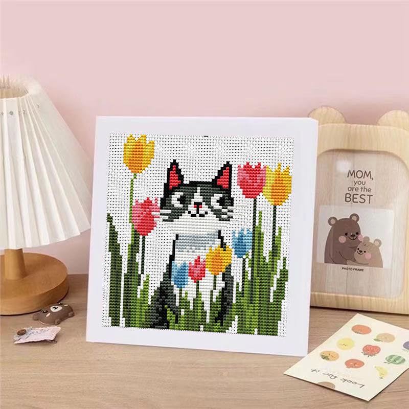 Tulip Cross Stitch Kits, Cross Stitch Kits for Adults Beginner with Framed - color: cross stitch Framed-6