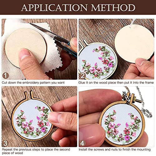 ZOCONE 20 Packs Mini Embroidery Hoops, Small Ring Tiny Embroidery Hoops with Keychain Earring Hooks Jump Rings, Round Wood Hoops for DIY Embroidery Necklace Jewelry Pendant and Keychain - style: 20 Pack Round Hoops+Accessories