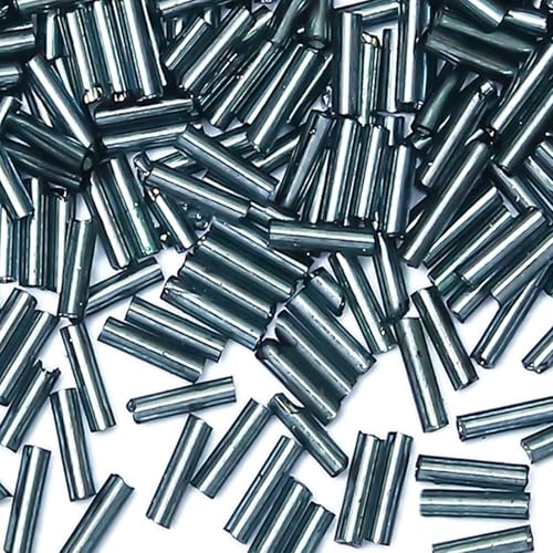2000pcs Glass Bugle Beads, Tube Beads Bulk, Mini Long Tiny Small Waist Loose Spacer Embroidery Beaded for Bracelets Jewelry Making Sewing, Crafts, 2×6mm, Metallic Black - color: Metallic Black