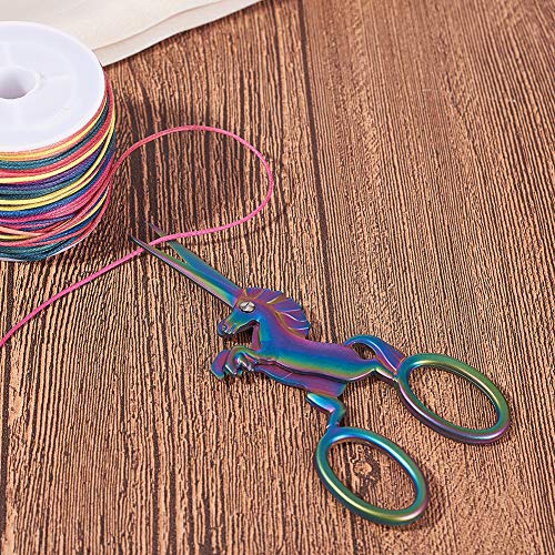 SUNNYCLUE 1pc Unicorn Sewing Scissors 4.5Inch Small Snips Stainless Steel Sharp Tip Brow Shaping Vintage Scissors Shears for DIY Crafting Needle Work Threading Art Work - color: Rainbow Color-1pc-unicorn Scissors