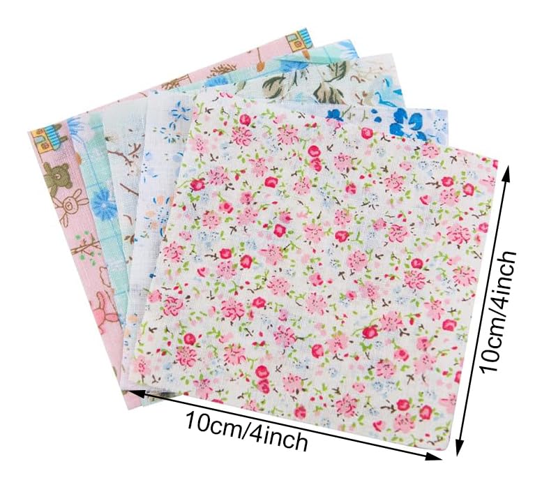 Penta Angel 4 x 4 Inch/10 x 10cm 100 Pieces Assorted Pre-Cut Printing Cotton Cloth Square Bundle Quilt Craft Fabric Patchwork DIY Sewing Scrapbooking Quilting Dot Pattern (100 pcs)