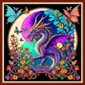 Dimensean Stamped Cross Stitch Kits Full Range of Embroidery Patterns Starter Kits for Beginners Adult DIY Cross Stitches Needlepoint Kits 11CT-Wolf Flower 17.7x17.7 inch - color: Pattern Style 07