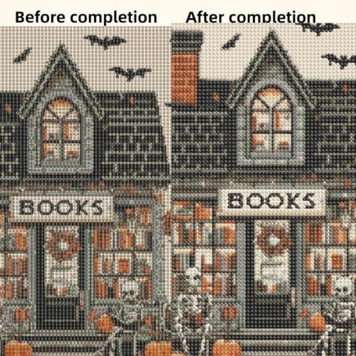 Halloween Bookstore Diamond Painting Kits for Adults,Book Diamond Art Kits - color: KM1185-1
