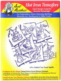 Aunt Martha's Rabbit Tea Towels Hot Iron Transfers for Embroidery