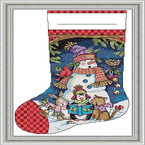 Howie's Needlepoint Cross Stitch Kits, 11CT Pre-Printed Pattern Charistmas Stocking Needlepoint Kits, DIY Charistmas Gift, Chant, 17.3 x 24.8 Inch - color: Chant