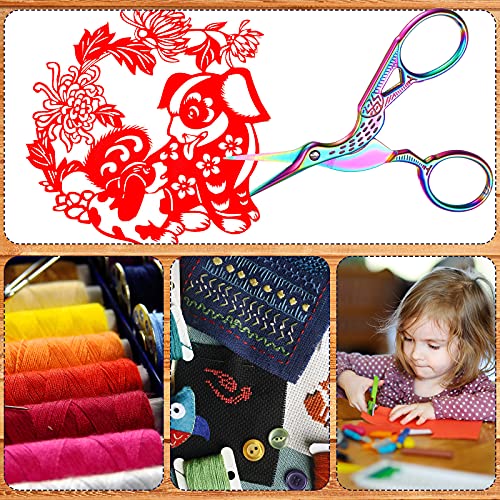 Honoson 10 Pcs Embroidery Scissors Bulk 3.6" Small Vintage, Bright Color - color: Multiple Color