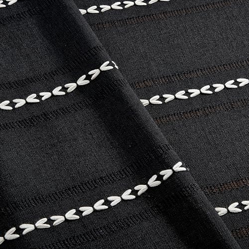 ZeeMart Hemstitched Striped Boho Table Cloth, 60x84 Inch Black - color: Black, size: 84" x 60" (Rectangular)