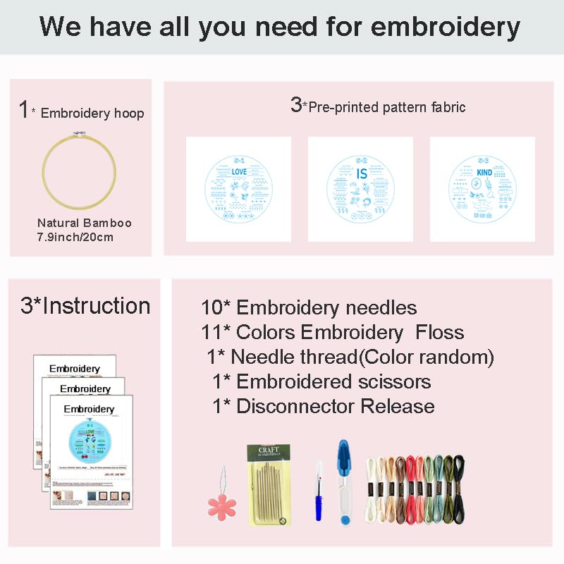 Sutesloly Embroidery Kit for Beginners Adults, 3 Sets Learn to Floral Patterns Simple Starter kit for Beginners, 54 Stitches Easy Practice Kit, 7.8inch Hoop, Hand DIY Craft Gift for Women - color: blue