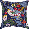 Tapestry Needlepoint Kit for Adults and Beginners — Strawberry Thief by William Morris 16″ × 16″ with Clear, Precise Printed Design on Cotton Canvas; Includes 2 Needles, Yarn, and Easy-Read Chart - color: Strawberry Thief