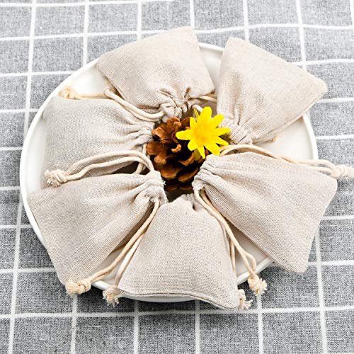 calary 50pcs Double Canvas Drawstring Bag Cotton Pouch Gift Sachet Muslin Reusable Tea Bag - style: 5.9x7.9 Inch (Pack of 50)