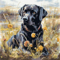 Sunflower Black Labrador 11ct Counted Cross Stitch Kits Color Printed Stamped Cross-Stitch Supplies Needlework Printed Embroidery Kits DIY Kits Needlepoint Starter Kits 50x50cm(h213)
