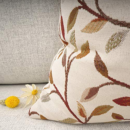 YOUR SMILE Farmhouse Oblong Rectangle Floral Chenille Embroidery Decorative Throw Pillow Case Cushion Cover Lumbar Pillowcase for Sofa 12 x 20 Inch, Brown Leaves - size: 20" x 12" (Pack of 1)