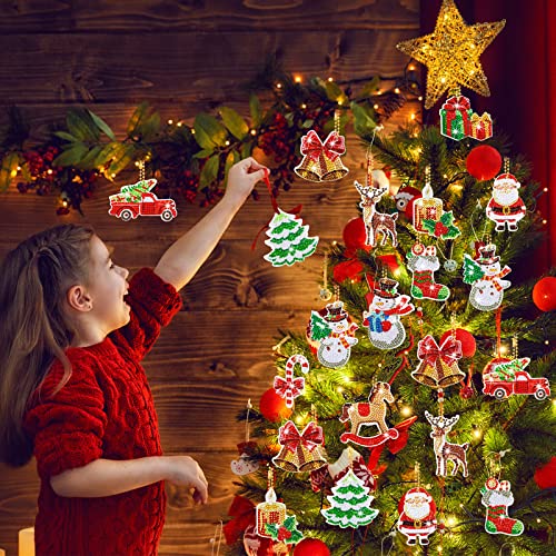 Ferraycle 12 Pcs Diamond Art Christmas Ornaments Xmas Diamond Painting Kit