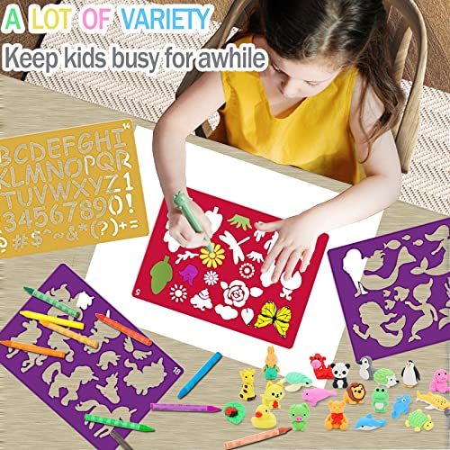 30 Pieces Drawing Stencils Set for Kids, Plastic Drawing Painting Stencil Templates for Kids Crafts School Art Projects, Journal Stencil with 400+ Images - color: Multi 30PCS