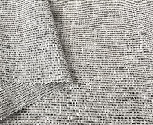100% Linen Fabric – Lightweight Prewashed – Horizontal Stripe Patterns – Precut Style – Soft & Breathable – 52” Width – by The Linen Lab (Green & Beige 6377, 1 Yard pre Cut) - color: Green & Beige 6377, size: 1 yard pre cut