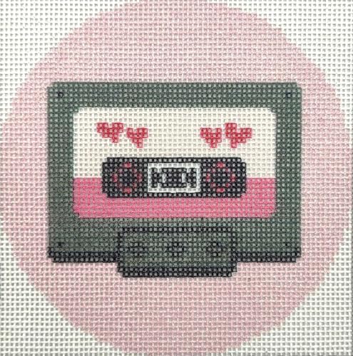 Howie's Needlepoint Needlepoint Canvas, 18CT Embroidery Stamped Patterns for Beginners or Advance, Printed Canvas(Valentine's-Casette,4x4inch) - color: Valentine's-Casette