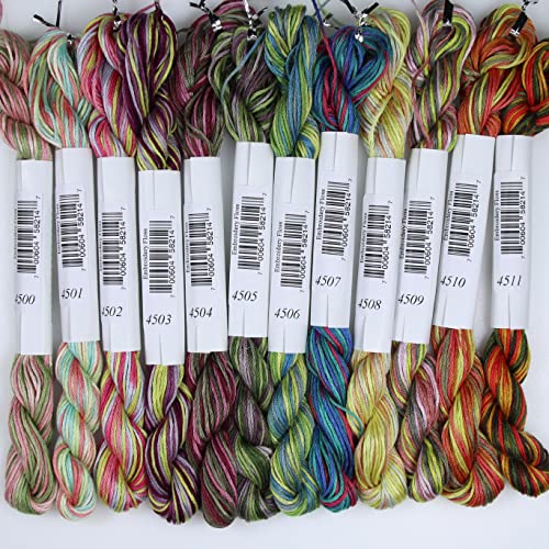 KCS Big skeins of 25 Meters Size 25 Color Variegated Cross Stitch Stranded Threads,12 skeins,01 - color: 12skeins01, size: 12 skeins