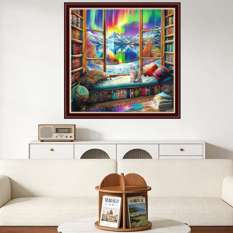 Findvoor Counted Cross Stitch Kits for Adults Full Range of Cross Stitching Embroidery Unprinted Pattern for Beginners, 11CT Needlepoint Cross-Stitch Patterns Embroidery Kits-Aurora scenery 18×18 inch - color: ColourSet10