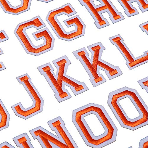 J.CARP 52Pcs Orange Alphabet A to Z Patches, Iron on Sew on Letters for Clothing, Hats, Shoes, Backpacks, Handbags, Jeans, Jackets etc. - color: 52pcs, Orange