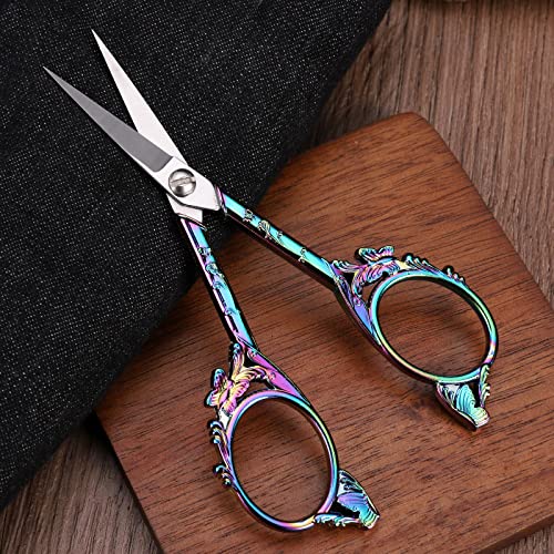 YOUGUOM Sewing Embroidery Scissors, Small Craft Scissor with Cover - color: Rainbow