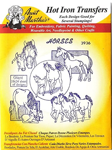 Horses Aunt Martha's Hot Iron Embroidery Transfer