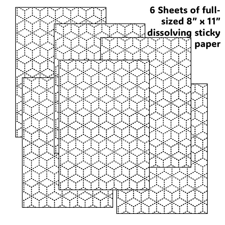 Sashiko Stick & Stitch Patterns, Japanese Embroidery Templates, Dissolvable Transfer Paper for Visible Mending (Larger) (Cubes) - color: cubes