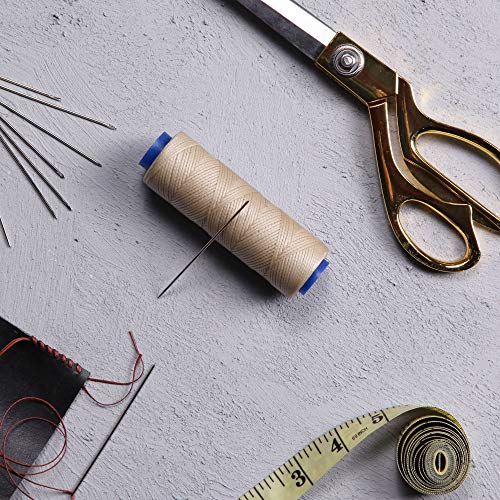 Waxed Thread, Strong Thread for Leather, Upholstery, Shoe, Bag, incl. Needle (Colour: Beige) - color: Beige