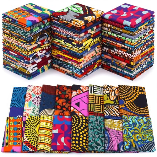 Tatuo 150 Pcs 4 × 4 Inch African Cotton Fabric Squares No Repeat - style: African