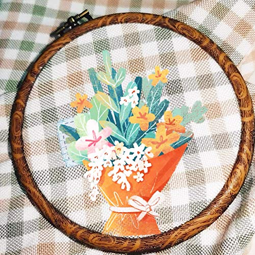 4 Pieces Embroidery Hoop Ring Plastic Cross Stitch Hoops Set Imitated Wood Display Frame Circle and Oval Embroidery Kits for Art Craft Sewing and Hanging,With 16pcs Gold Eye Sewing Needles - style: 4 pcs circle sizes
