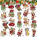 Outus 24 Pcs Christmas Diamond Art Ornaments 5d Hanging Painting Keychains