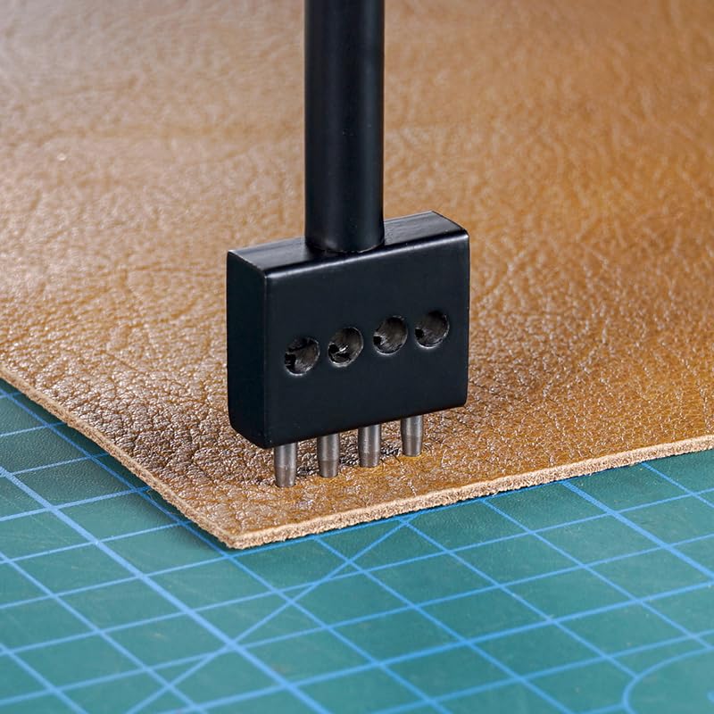Leather Round Hole Punching Tool 3pcs Prong Punch Tool Set with 2/4/6 Prong Options for Precise Round Hole Punching DIY Leather Craft (5MM) - size: 5MM