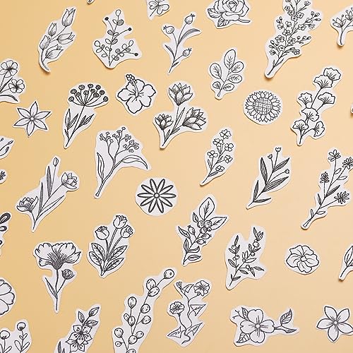Patemby 50Pcs Embroidery Pattern Water Soluble Embroidery Stabilizers, Stick and Stitch Embroidery Paper Wash Away with Pre-Printed Pattern Designs Stencils Transfers for Hand Sewing Lover Beginner - color: Flower